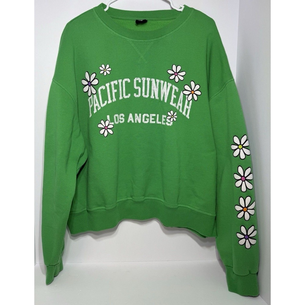 Pacific Sun wear Green Crew Neck Sweatshirt With Daisy's Pacsun Brand Size Large